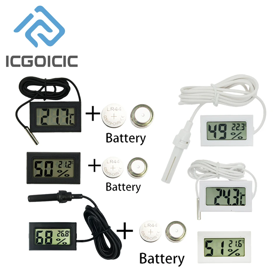 Mini termômetro digital LCD com sonda à prova d'água para freezer geladeira interna externa