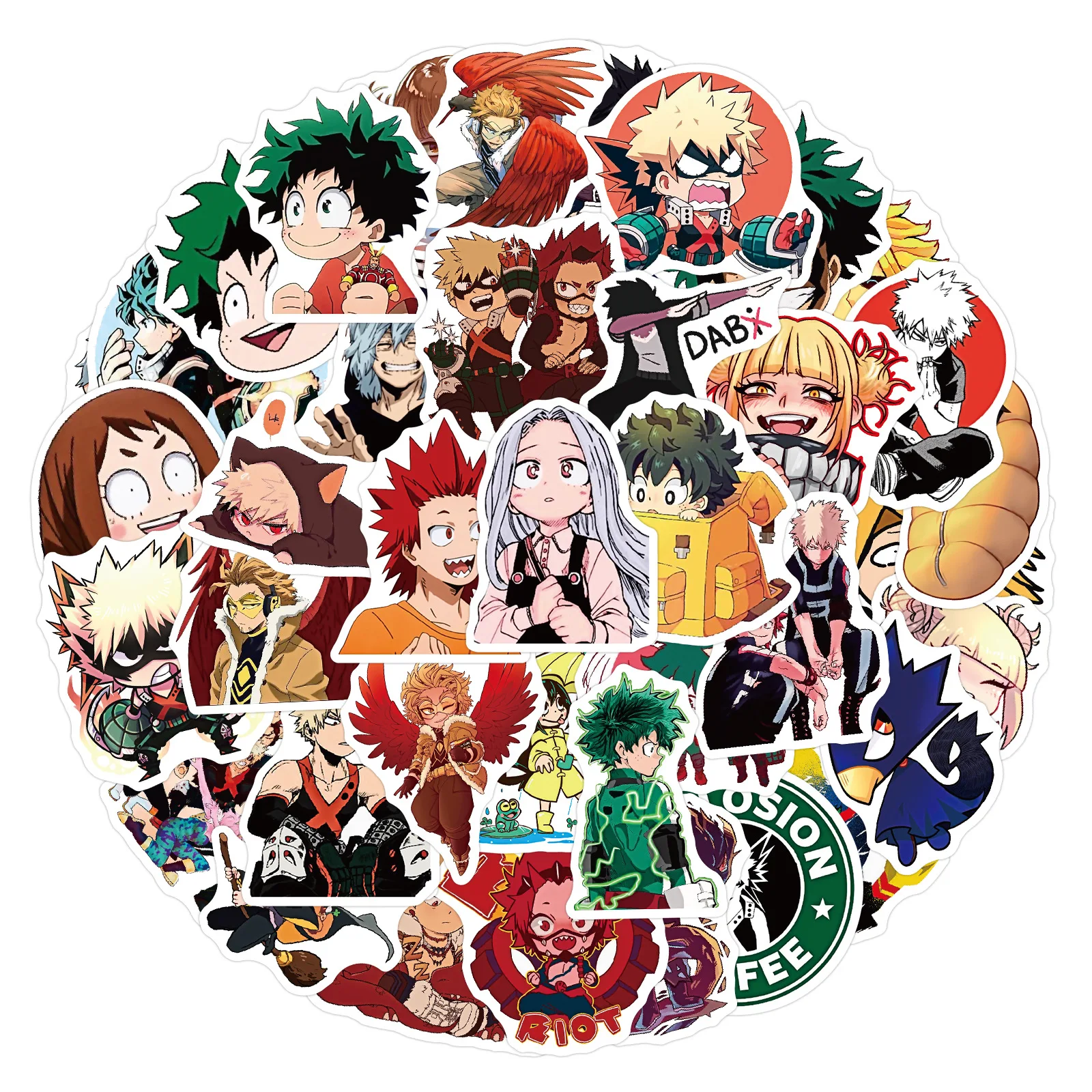 50 pçs meu herói academia adesivos deku e bakugou katsuki adesivos dos desenhos animados mangá adesivos geladeira copo adesivos à prova dwaterproof água