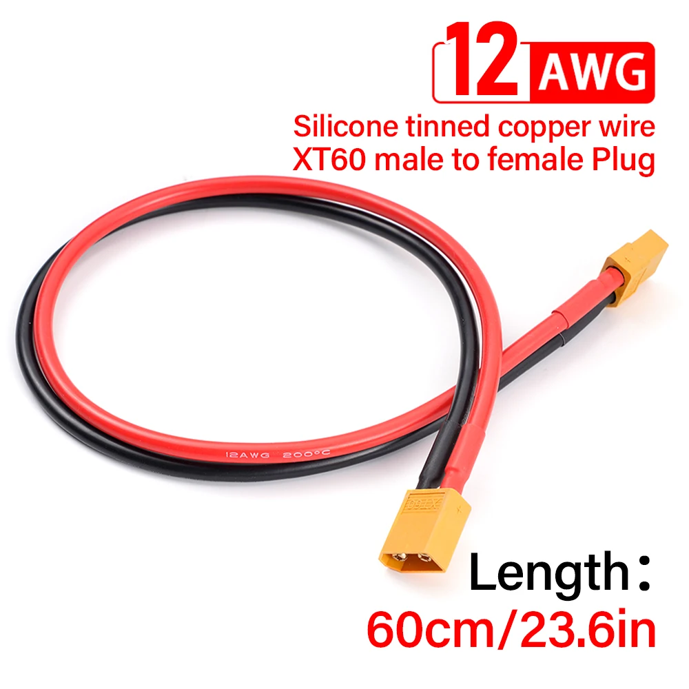 Plugue fêmea xt60 para xt60 macho, conector adaptador com fio de silicone 400mm 12awg para avião quadcopter lipo bateria drone Plugue fêmea xt60 para xt60 macho, conector adaptador com fio de silicone 400mm 12awg para avião quadcopter lipo bateria drone