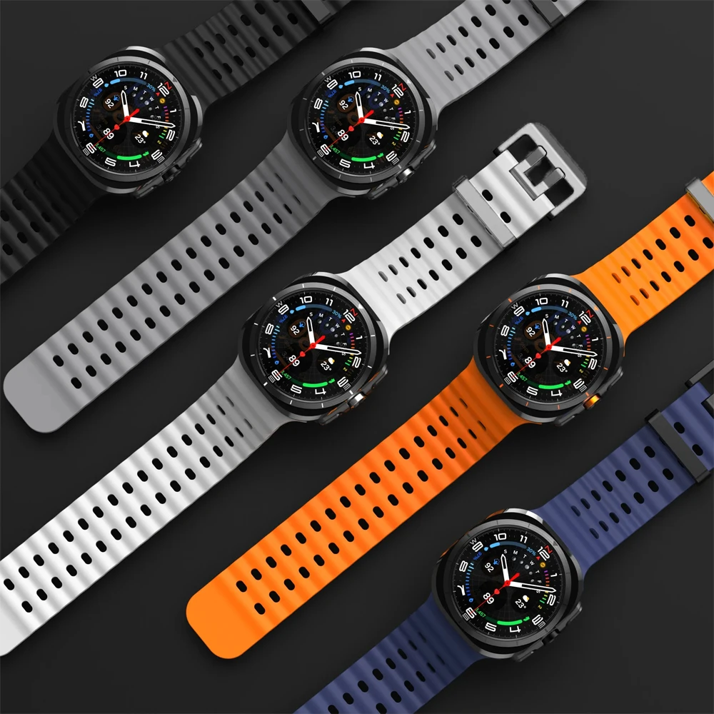 Pulseira Original para Samsung Galaxy Watch Ultra 47mm, Acessório de Silicone Esportivo Marinho, Correia para Galaxy Watch Ultra 2025