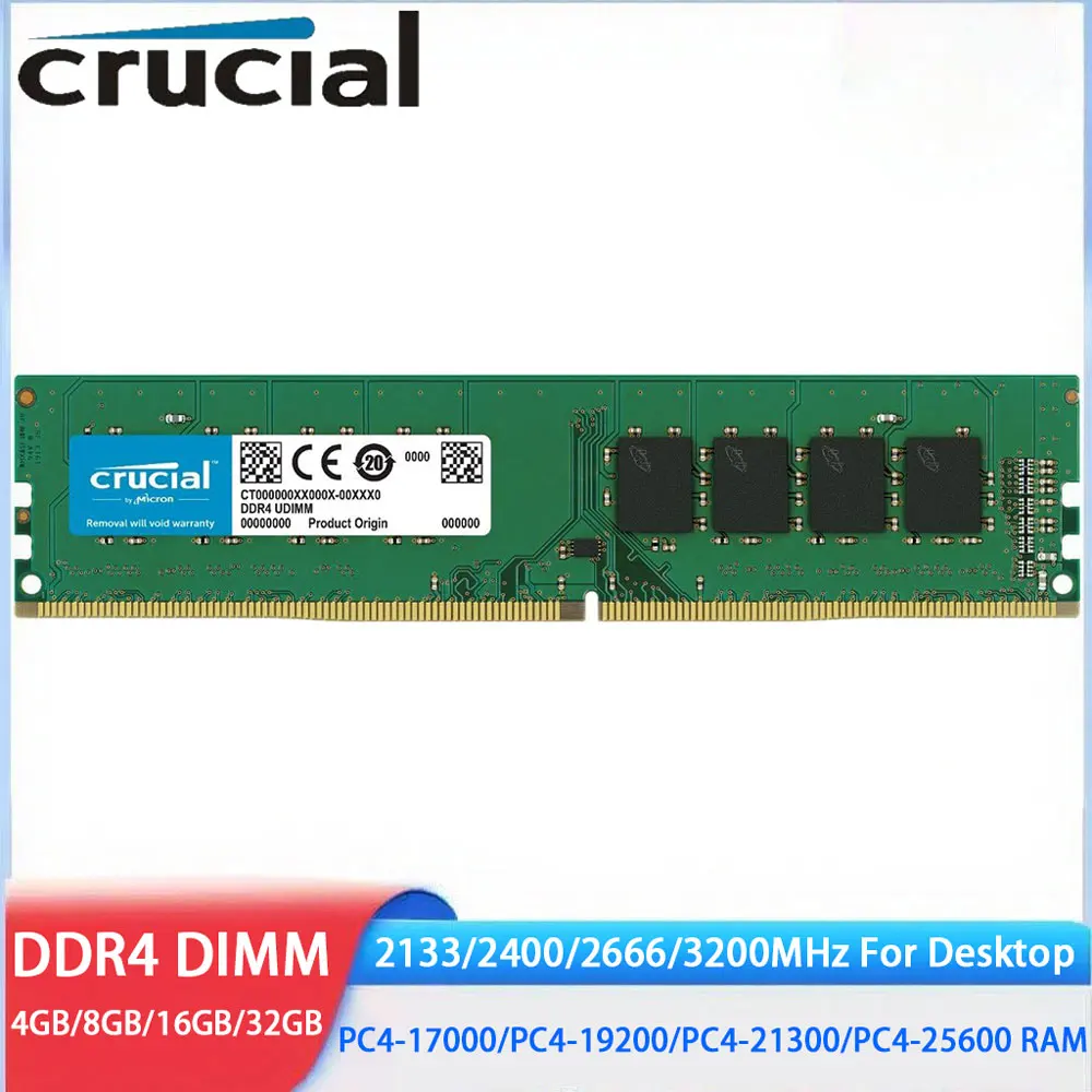 Memória crucial ram ddr4 8gb 4gb 32gb 16gb 3200mhz 2133 2400 2666mhz PC4-19200 21300 288pin memória de desktop dimm para intel amd Memória crucial ram ddr4 8gb 4gb 32gb 16gb 3200mhz 2133 2400 2666mhz PC4-19200 21300 288pin memória de desktop dimm para intel amd