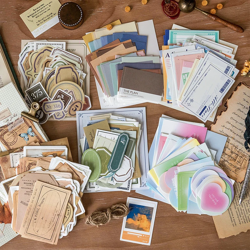100 pçs papel decorativo vintage diy scrapbooking material etiquetas papel para diário caderno planejador feito à mão artesanato suprimentos