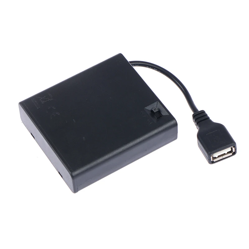 4 x caixa de bateria usb aa para luzes de tira led 5v mini caixa de bateria de fonte de alimentação usb com tampa e interruptor