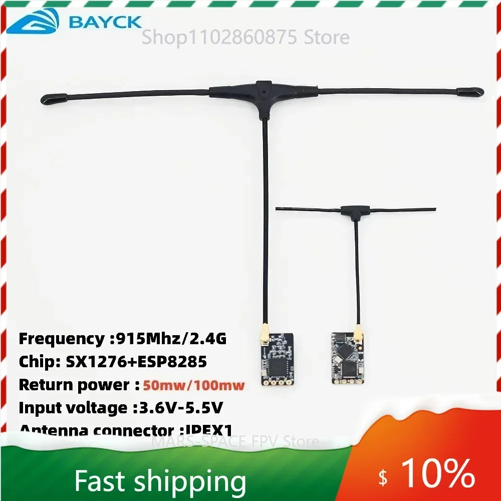 10 peças receptor bayck elrs 915mhz/2.4ghz nano expresslrs com antena tipo t suporte atualização wi-fi para peças de drones rc fpv