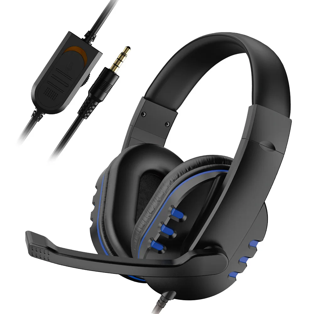 Fones de ouvido para jogos com fio de 3,5 mm Fone de ouvido com cancelamento de ruído com controle de volume do microfone para PS4 Play Station 4 PC