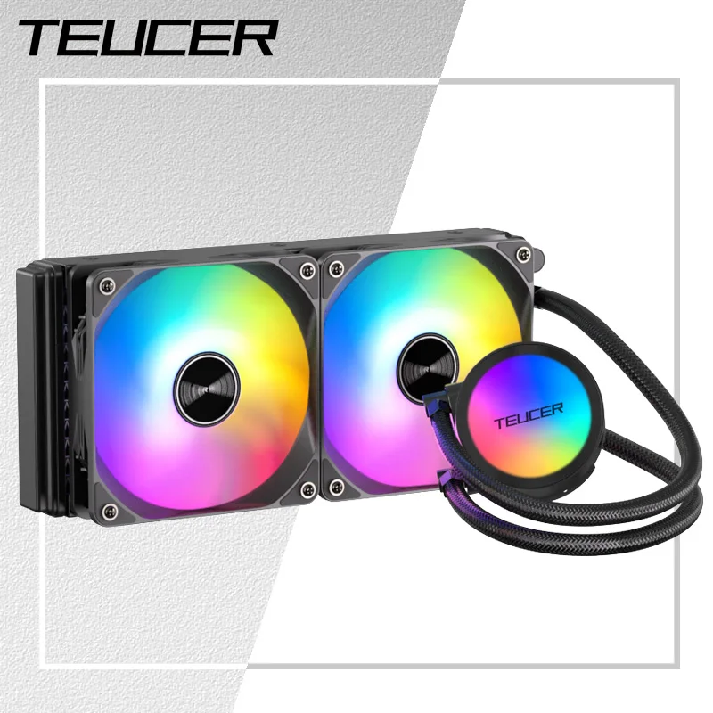 Teucer resfriamento de água cpu cooler rgb ventilador de computador 120 240 360mm dissipador de calor radiador integrado lga 1700/1151/2011/1200 amd am4 am5