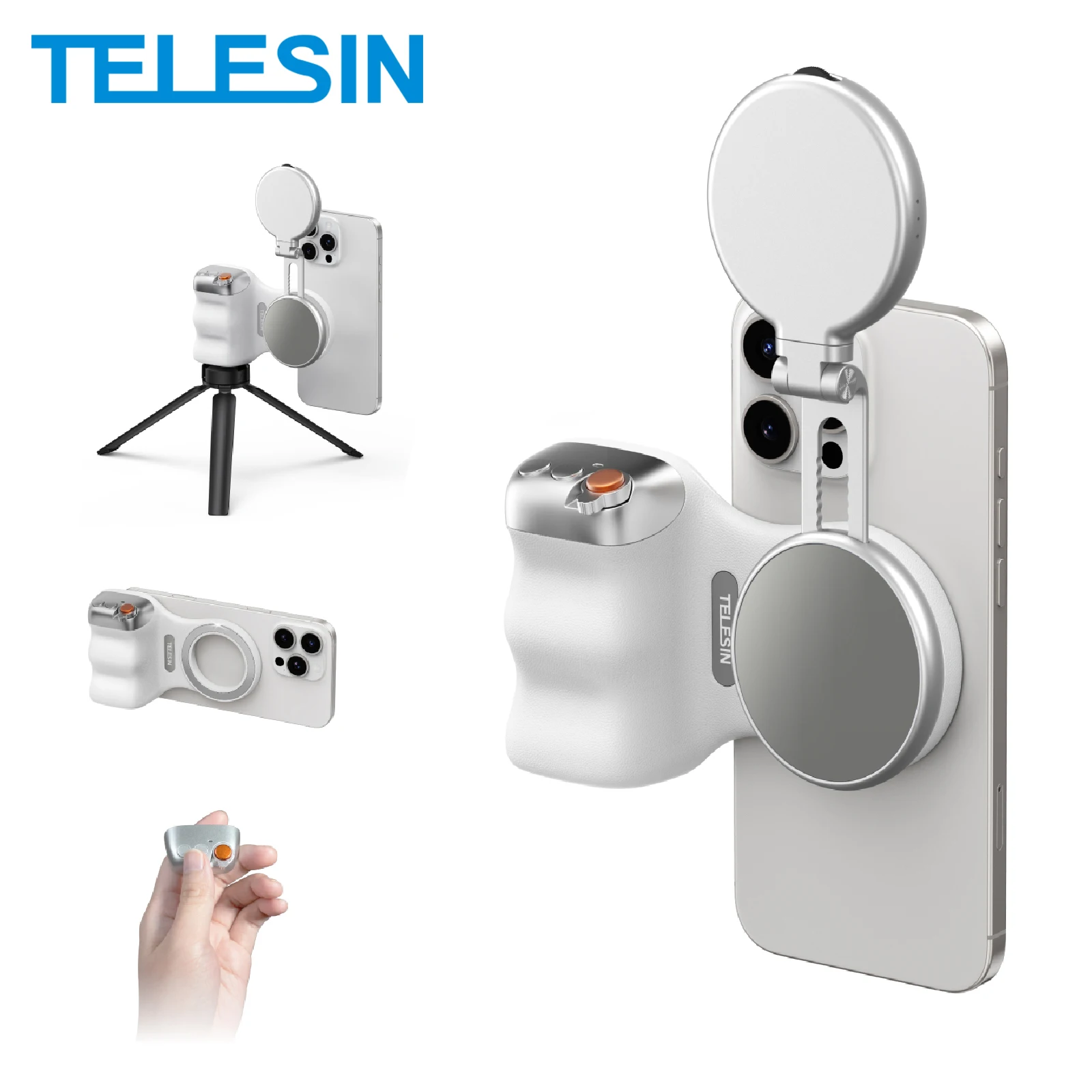 Telesin telefone câmera tiro aperto de mão magnético suporte do telefone inteligente tiro ajuda alça controle remoto para iphone android telefone