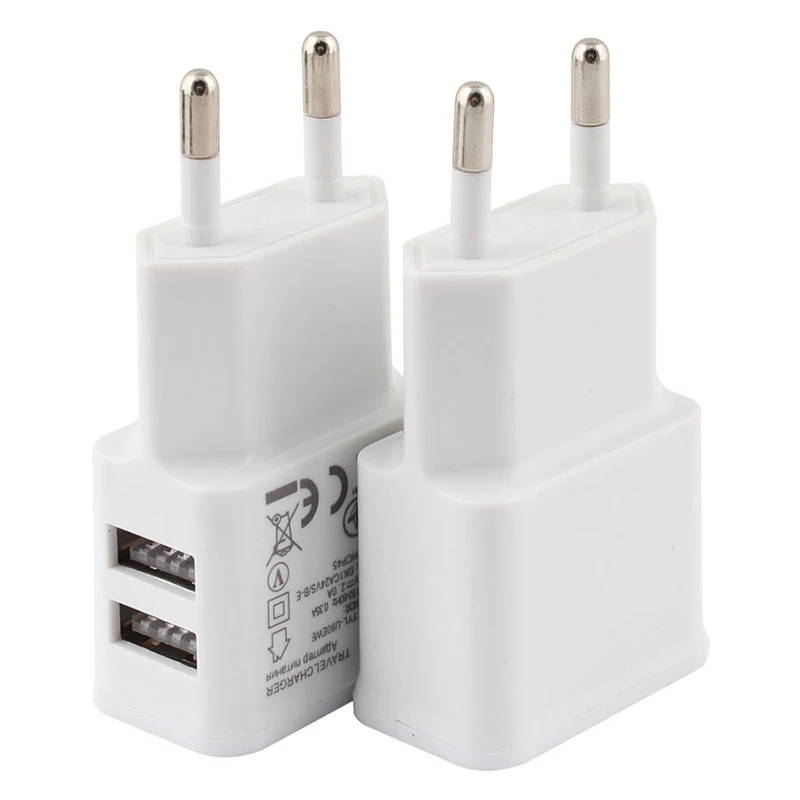 Carregador de fonte de alimentação com plugue usb duplo 5v 2a universal adaptador de carregamento rápido eua ue plug viagem portátil adaptador de energia dupla para telefone