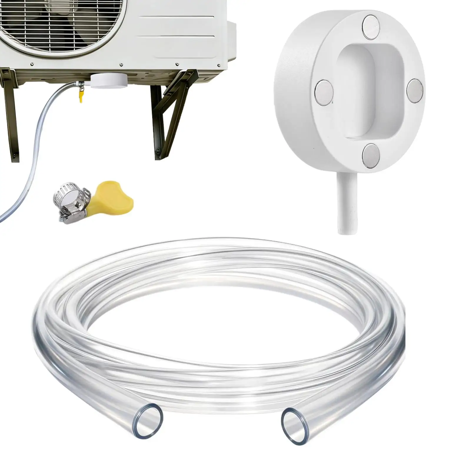 Kit de Mangueira de Drenagem Magnética Portátil para Ar Condicionado, Tubo de Condensado Transparente com Abraçadeira, Fácil Instalação para Unidades Mini Split Kit de Mangueira de Drenagem Magnética Portátil para Ar Condicionado, Tubo de Condensado Transparente com Abraçadeira, Fácil Instalação para Unidades Mini Split