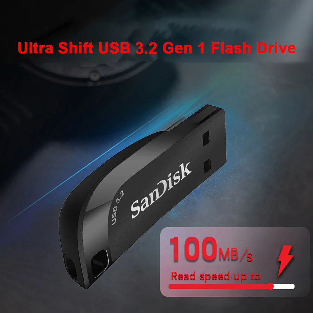 Pen Drive SanDisk USB 3.2 Mini CZ410 256GB 128GB 64GB 32GB, Velocidade de Leitura de até 100 M/s, Memória USB