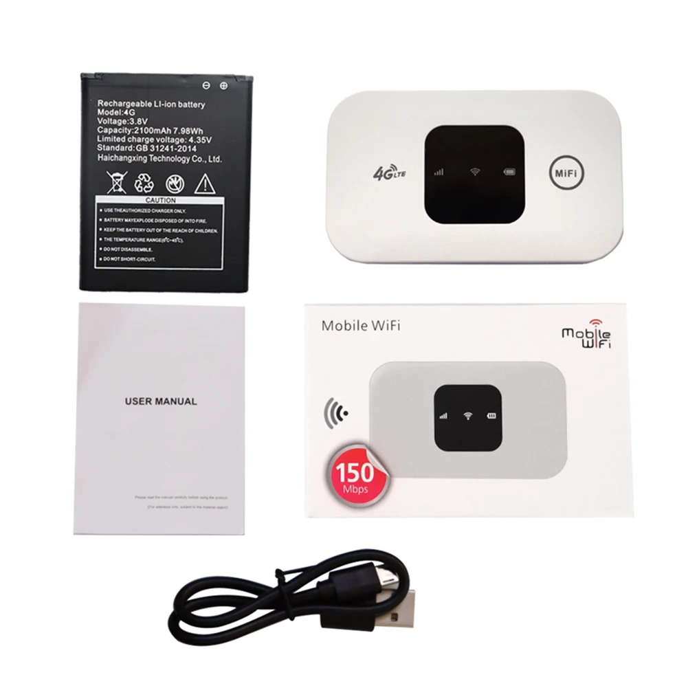 Hotspot Móvel Sem Fio 4G LTE com Slot para Cartão SIM, Roteador WiFi Portátil, Bateria de 2100mAh, 150Mbps para Casa, Escritório, Viagens e Atividades ao Ar Livre Hotspot Móvel Sem Fio 4G LTE com Slot para Cartão SIM, Roteador WiFi Portátil, Bateria de 2100mAh, 150Mbps para Casa, Escritório, Viagens e Atividades ao Ar Livre