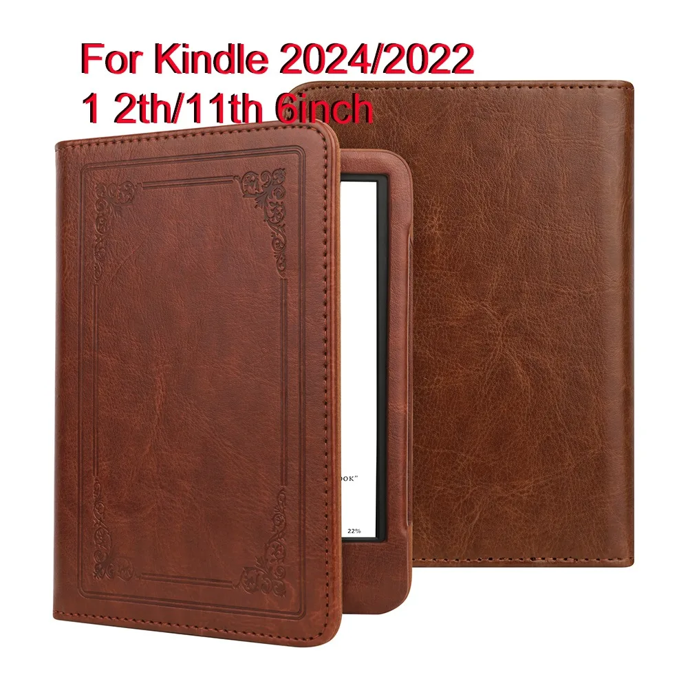 Capa de Couro para E-Reader de 6 Polegadas C2V2L3 RS23CV, Capa Protetora para Kindle Básico 2022/2024, Lançamento da 11ª/12ª Geração