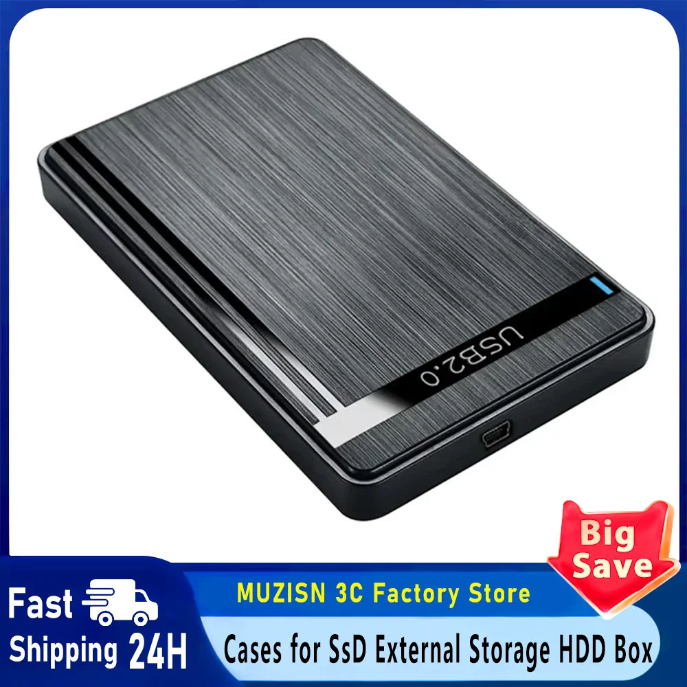 Caixa Externa para HD SATA de 2.5" para USB3.0, Cases para HD Móvel, Caixa de Armazenamento Externo para SSD com Cabo USB3.0/2.0 em ABS
