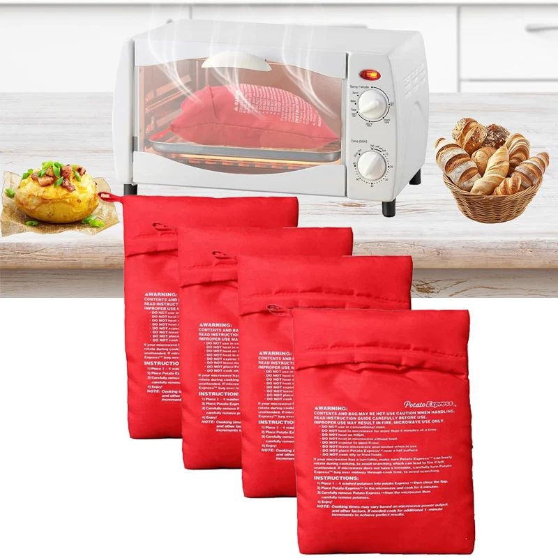1 ~ 5 pçs saco de batata de microondas reutilizável saco de batata assada cozida panela de milho de batata doce perfeito em 4 minutos gadget de cozinha