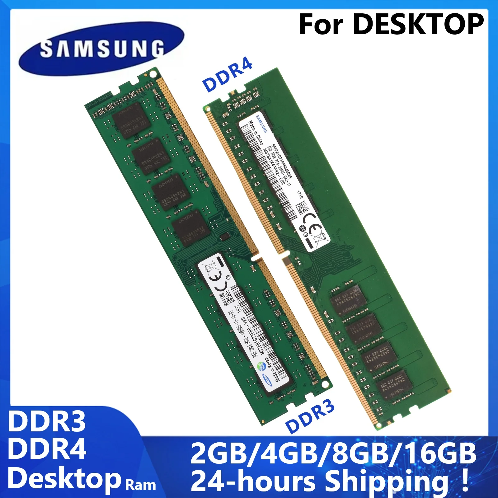 SAMSUNG DDR4 DDR3 Memória Desktop Ram 2GB 4GB 8GB 16GB U-DIMM RAM 1333 1600 1866 3200MHz 2666Mhz 2400MHz 2133MHz Desktop Memorias