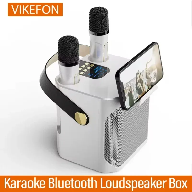 Caixa de Som Bluetooth de Alta Potência com Microfone Duplo, Boombox Portátil, Som Estéreo 360, Subwoofer Sem Fio à Prova d'Água