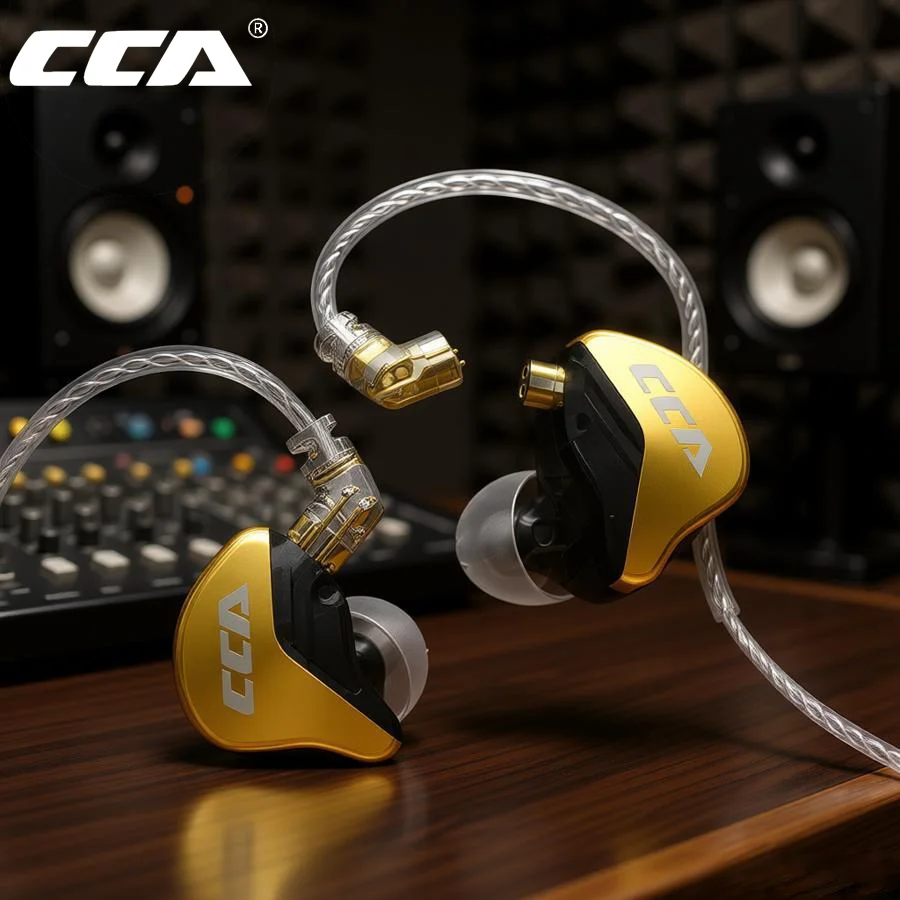 Fones de Ouvido com Fio CCA-Cra+ com Driver Dinâmico, Headset HiFi com Cancelamento de Ruído, Cabo Substituível de 2 Pinos, Fones Esportivos para Gamers
