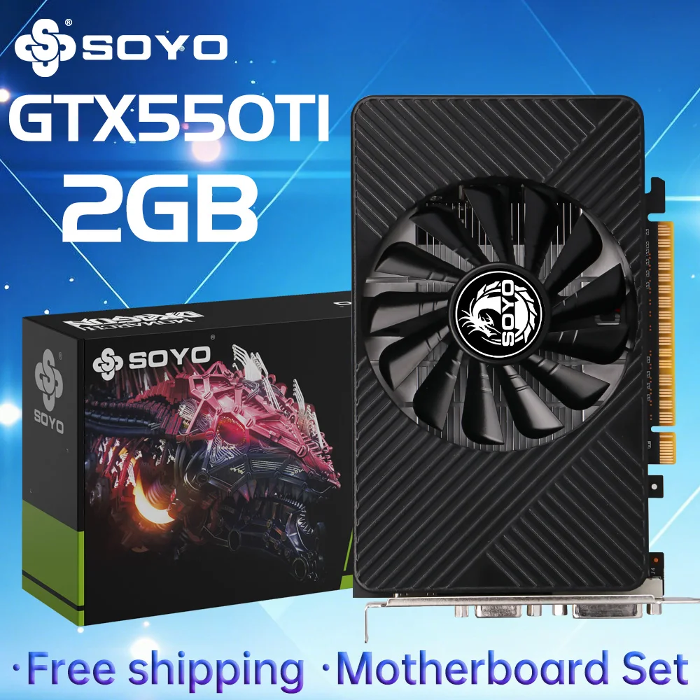 Placa de Vídeo SOYO GTX 550TI GDDR5 2GB 40NM 128BIT HDMI VGA DVI para Jogos de PC com NVIDIA 700MHZ e Cooler Único