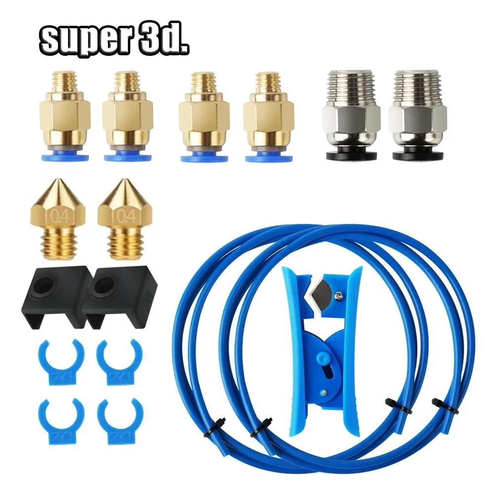Conectores pneumáticos para Creality Ender 3, Tube Cutter, Extrusora Bowden, Tubo PTFE, Upgrade Kit, PC4-M6, PC4-M10, 1,75mm Conectores pneumáticos para Creality Ender 3, Tube Cutter, Extrusora Bowden, Tubo PTFE, Upgrade Kit, PC4-M6, PC4-M10, 1,75mm
