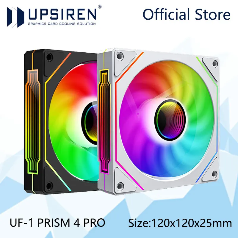 UPSIREN UF-1 PRISM 4 PRO Ventilador de chassi de computador 12cm ARGB 4 pinos PWM Ventilador de resfriamento silencioso 12V Grande volume de ar 45,2CFM/600-1500RPM