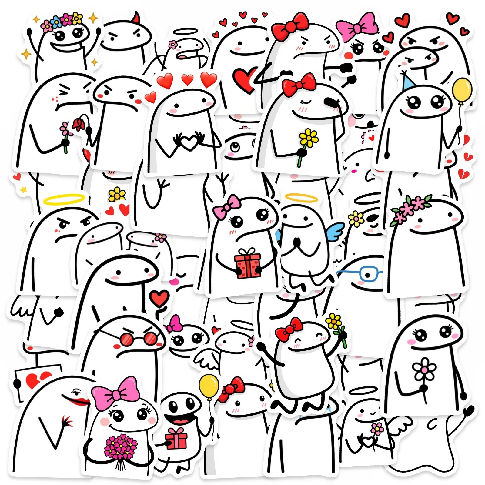 50 Adesivos de Vinil Impermeáveis de Desenho Animado Flork Meme para Laptop, Capa de Celular, Caderno, Garrafa de Água e DIY