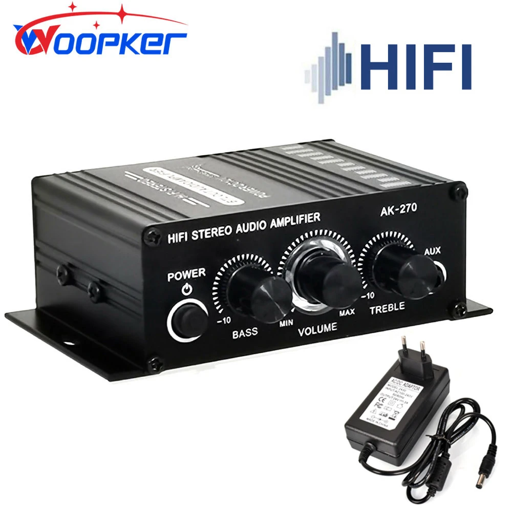 AK-270 amplificador de alta fidelidade canal 2.0 áudio estéreo amplificador baixo trebl para sistema de som de cinema em casa