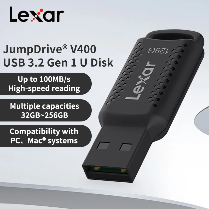 Usb 3.2 lexar v400 unidade flash usb 32gb 64gb 128gb 256gb velocidade de leitura max 100 mb/s jumpdrive pendrive mini u disco memória usb vara
