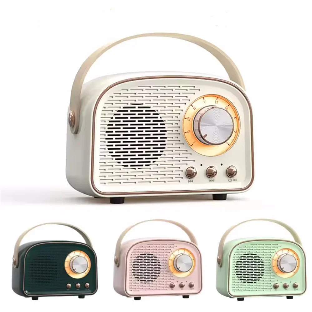 Retro mini alto-falante bluetooth leitor de música clássica estéreo baixo caixa de som portátil sem fio alto-falante em casa viagem leitor música