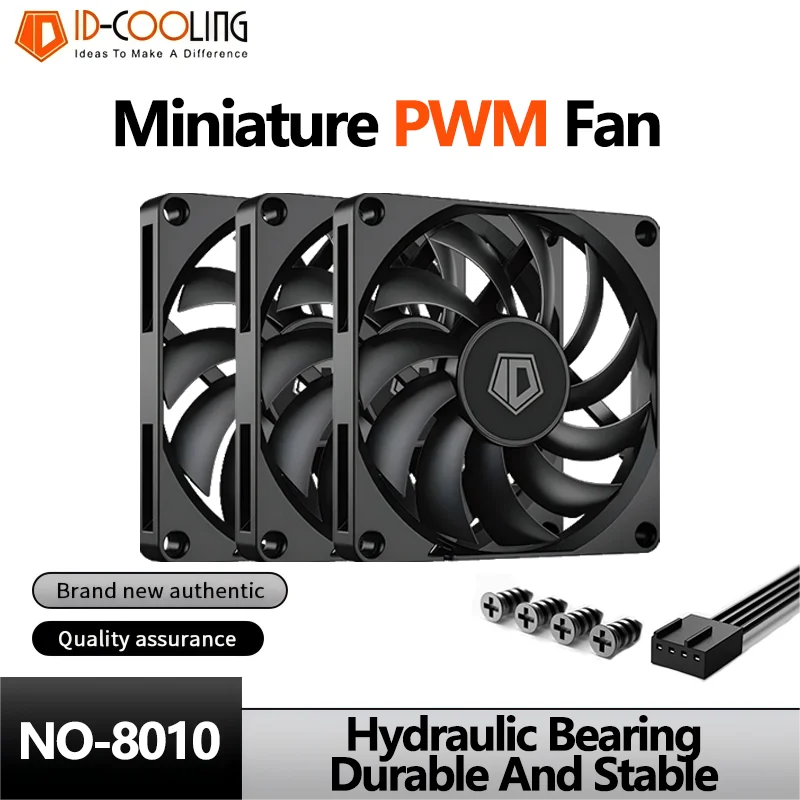 ID-COOLING NO-8010-PWM 80mm Ventiladores ultrafinos para caixa de computador com temperatura controlada PWM 10mm de espessura Conjunto de ventilador para caixa de PC de 1 a 10 peças