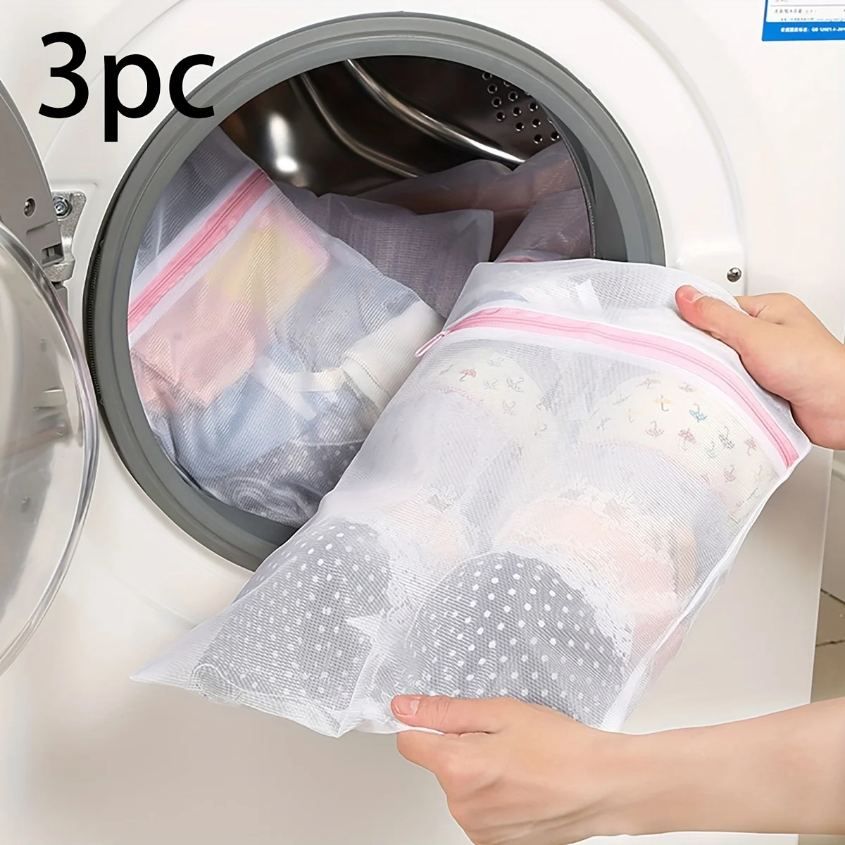 Sacos de lavanderia de malha fina sem chumbo com zíper resistente para delicados 3 sacos de lavagem de lavanderia duráveis protegem roupas na máquina de lavar