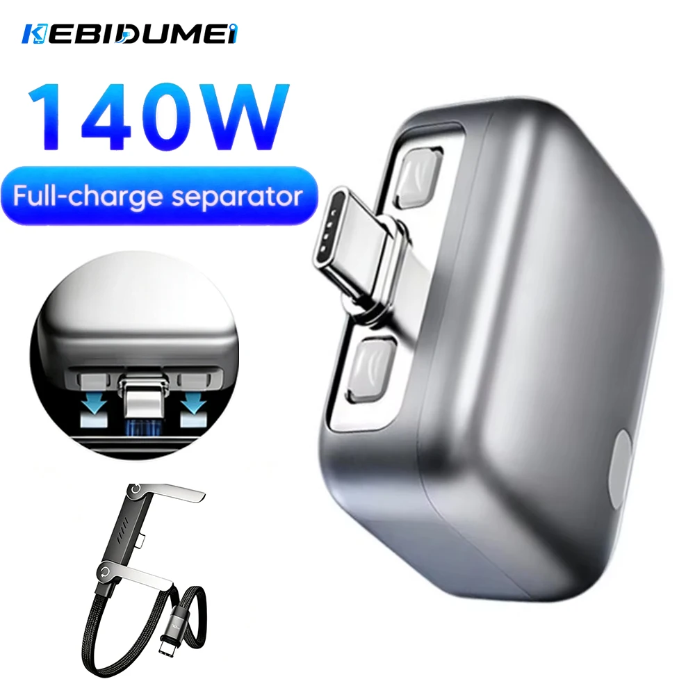 Cabo Tipo-C KEBIDUMEI 140W com Proteção de Desligamento Automático, Suporte para Telefone, Adaptador de Carregamento Tipo C