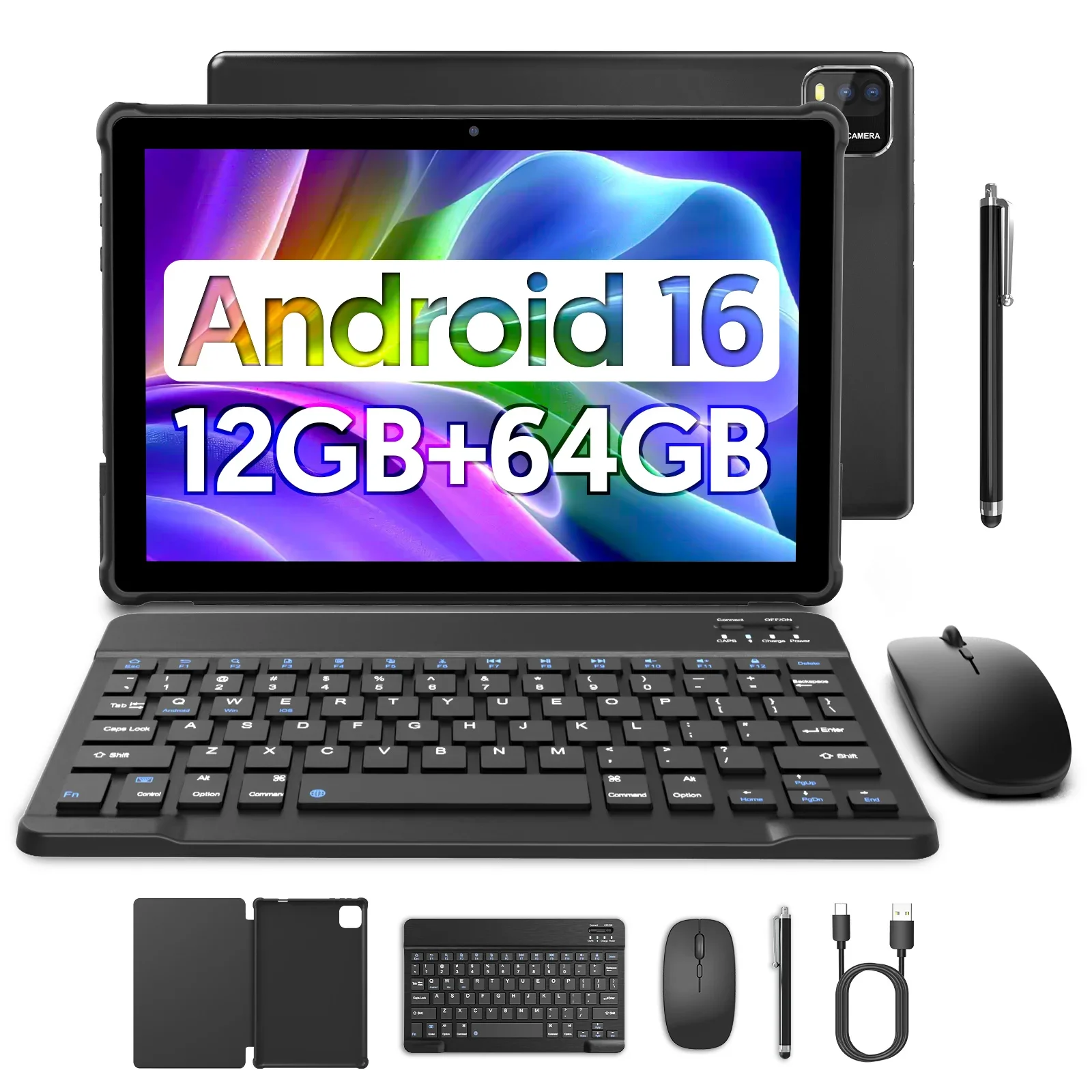 Tablet Modelo 2026 | Novo Android 16 | Tela de 10,0 polegadas | 12GB (3GB+9GB Virtual) de RAM + 64GB de ROM | Câmeras Duplas | 6.000mAh