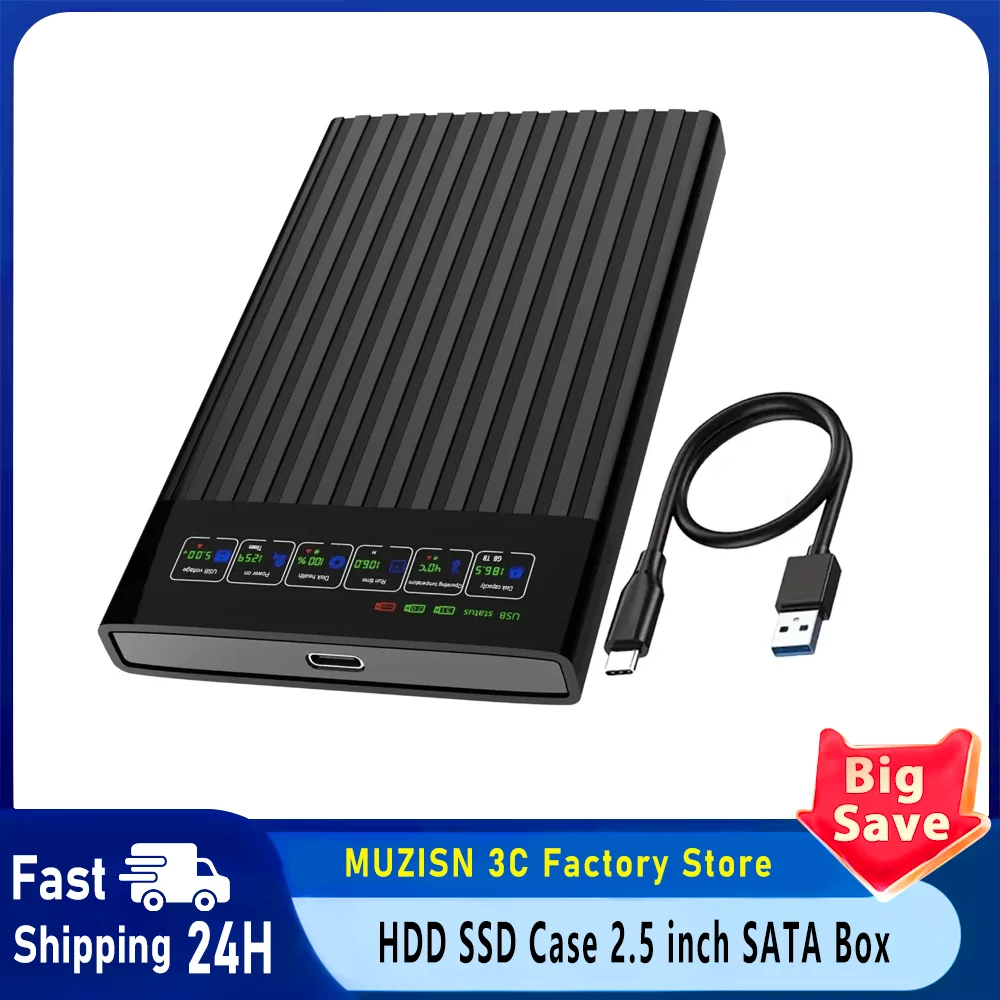 Case para HDD SSD 2.5 Polegadas SATA para USB 3.1, Gaveta Externa para HD SATA 6Gbps Máx., Adaptador de Caixa para Disco Rígido para PC