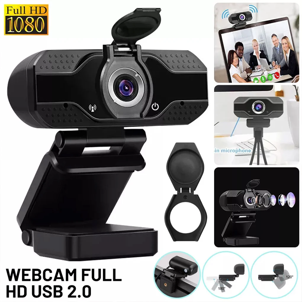 Câmera web full hd 1080p com clipes universais, serve para laptops, desktops, monitores lcd, webcam, microfone full hd