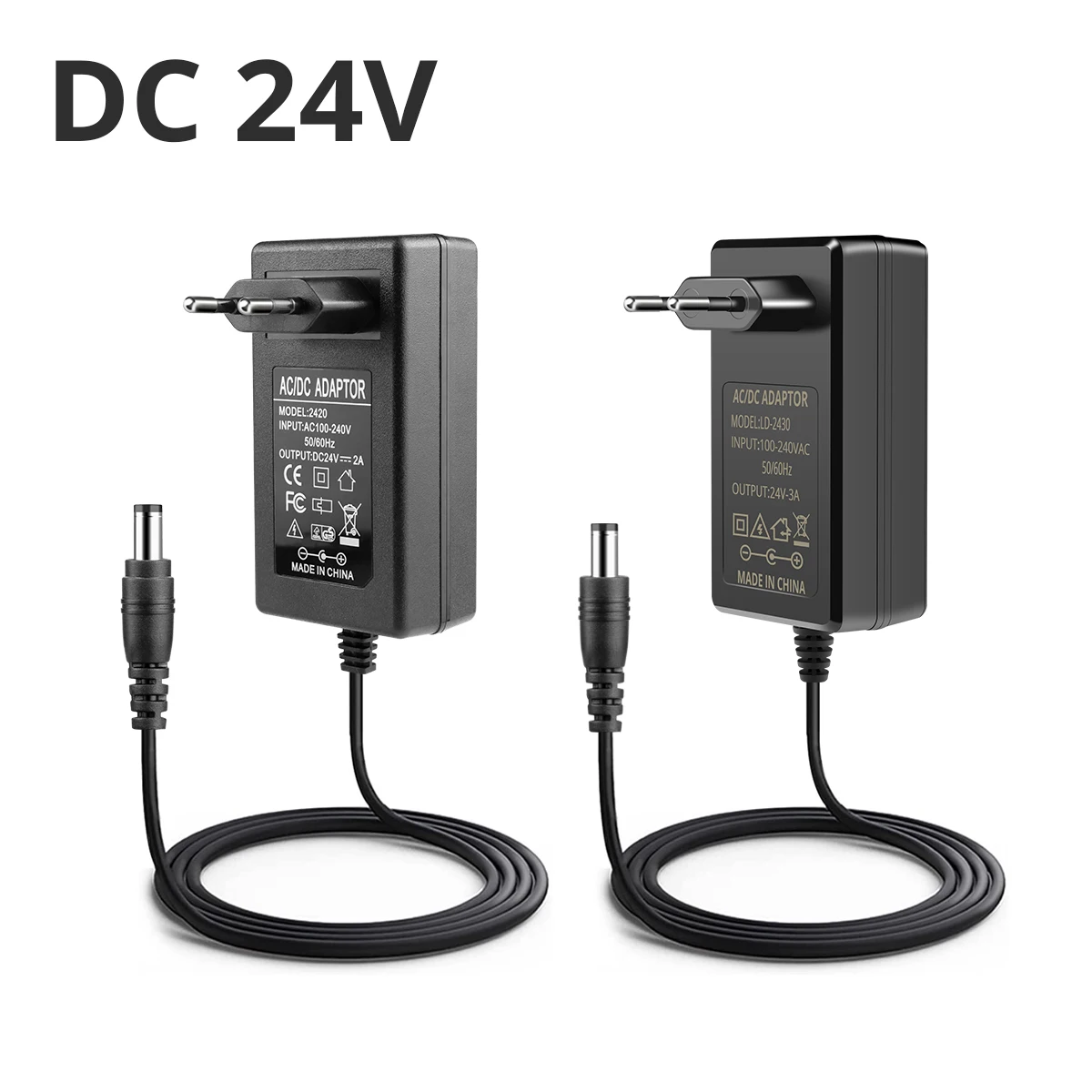 Fonte de alimentação preta 24V DC Adaptador de alimentação UE EUA Plug 2A 3A Transformador de iluminação para luz LED -Joy A R Y