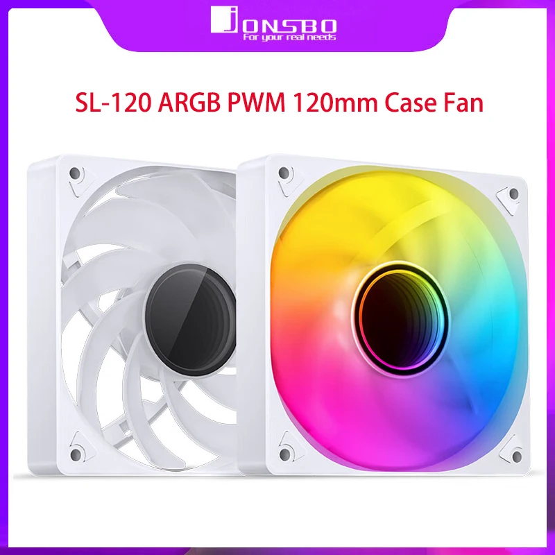 Jonsbo SL-120 argb ventilador 120mm cooler para pc caso ventilador 5v 3pin/4pin pwm cpu cooler pc ventilador rgb frente reverso caso ventilador