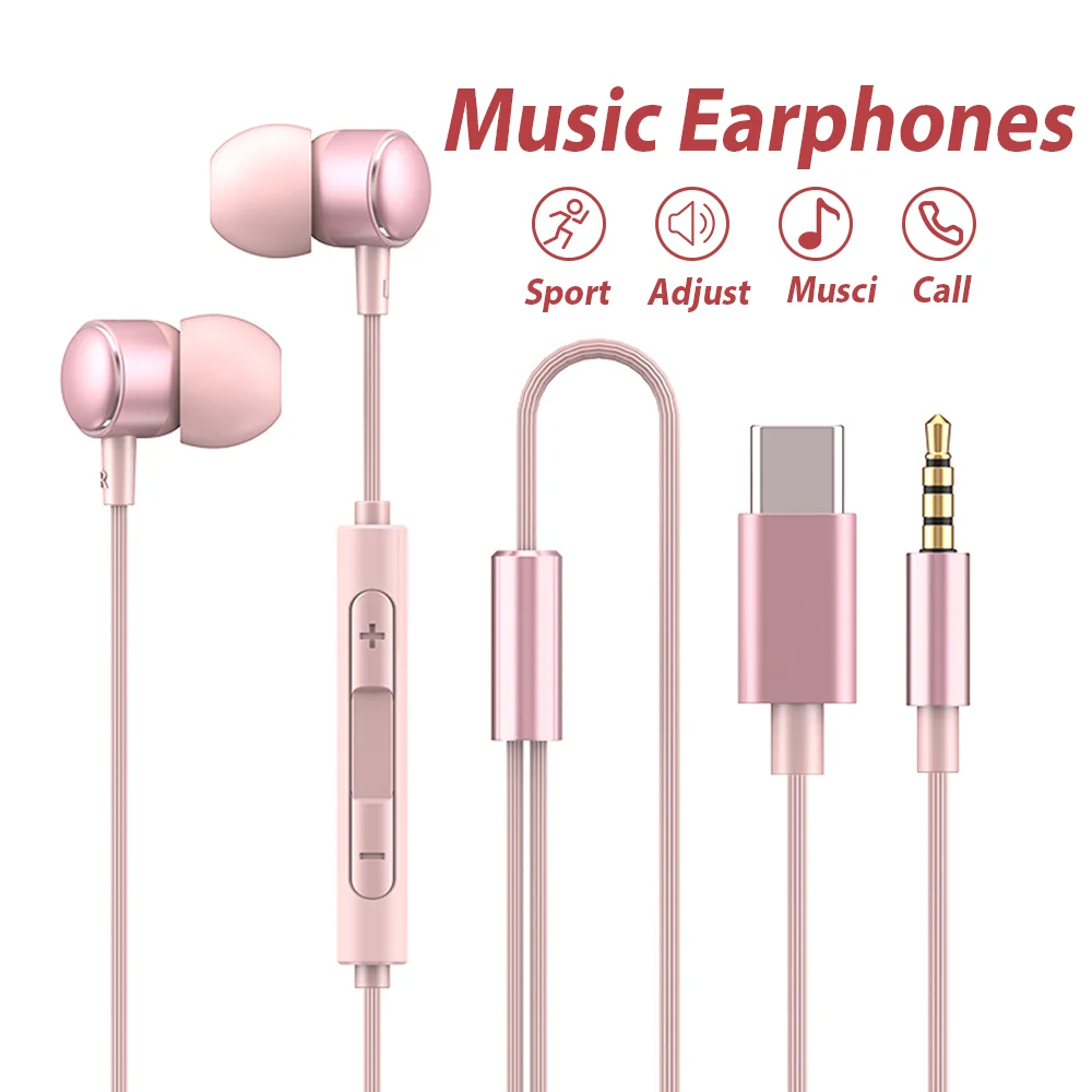 Fone de Ouvido com Fio USB Tipo C HiFi Estéreo com Microfone para Samsung Galaxy S24, XIAOMI, HUAWEI, Headset com Conector de 3,5mm para iPhone 15 16