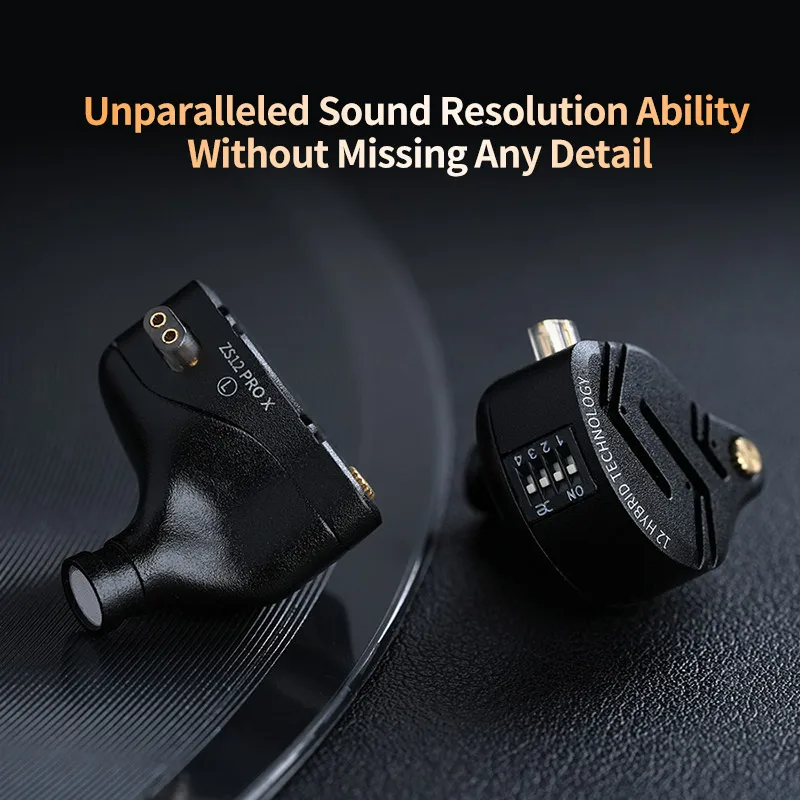 Fone de Ouvido Híbrido KZ ZS12 PRO X com Cabo Destacável para Cantores e Músicos, Fones de Ouvido com Fio IEMs para Jogos