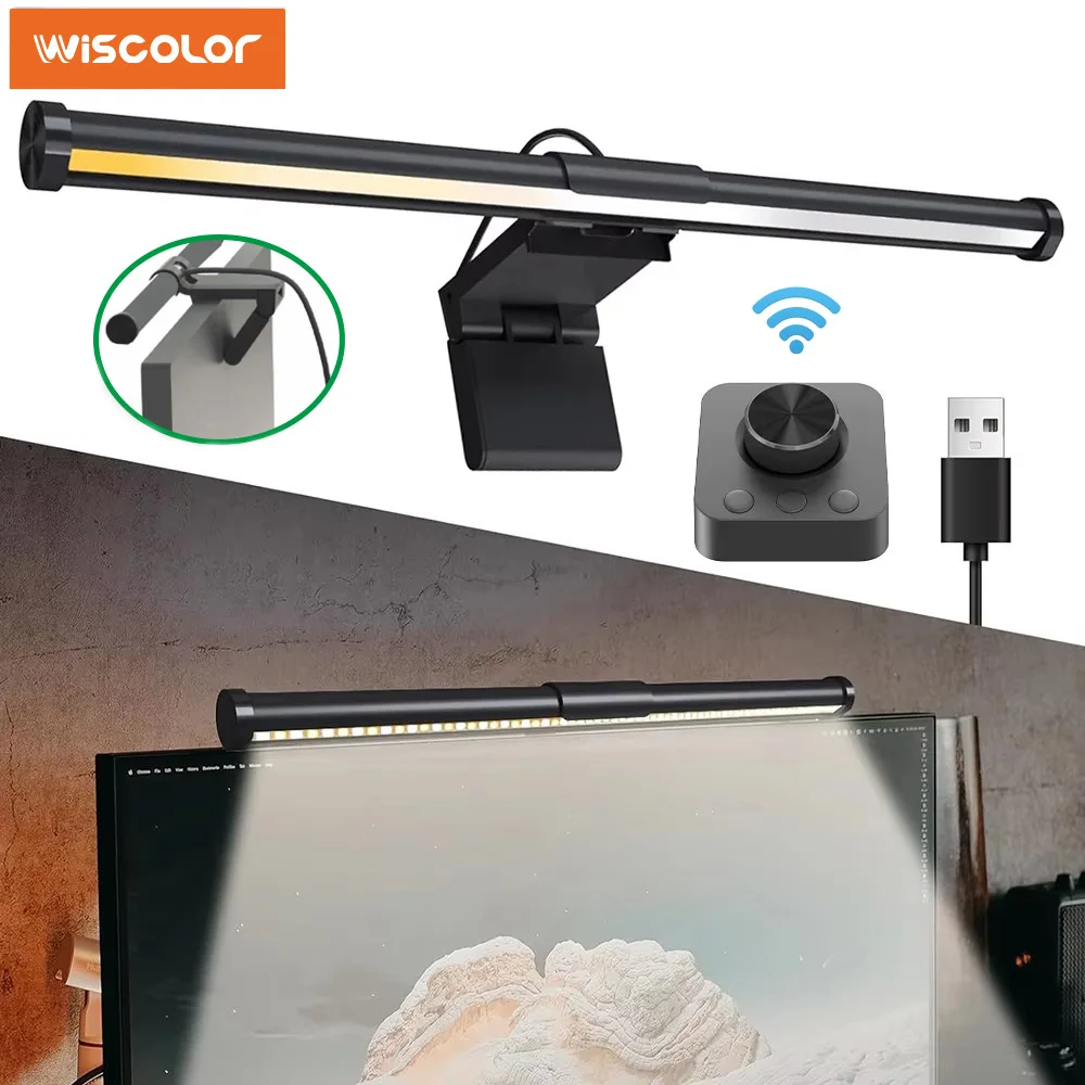 Wiscolor LED Monitor de Computador Barra de Luz com Controle Remoto Eye-Care Table Lamp Dimmable Screen Light Bar Sem Brilho Home Office Gaming