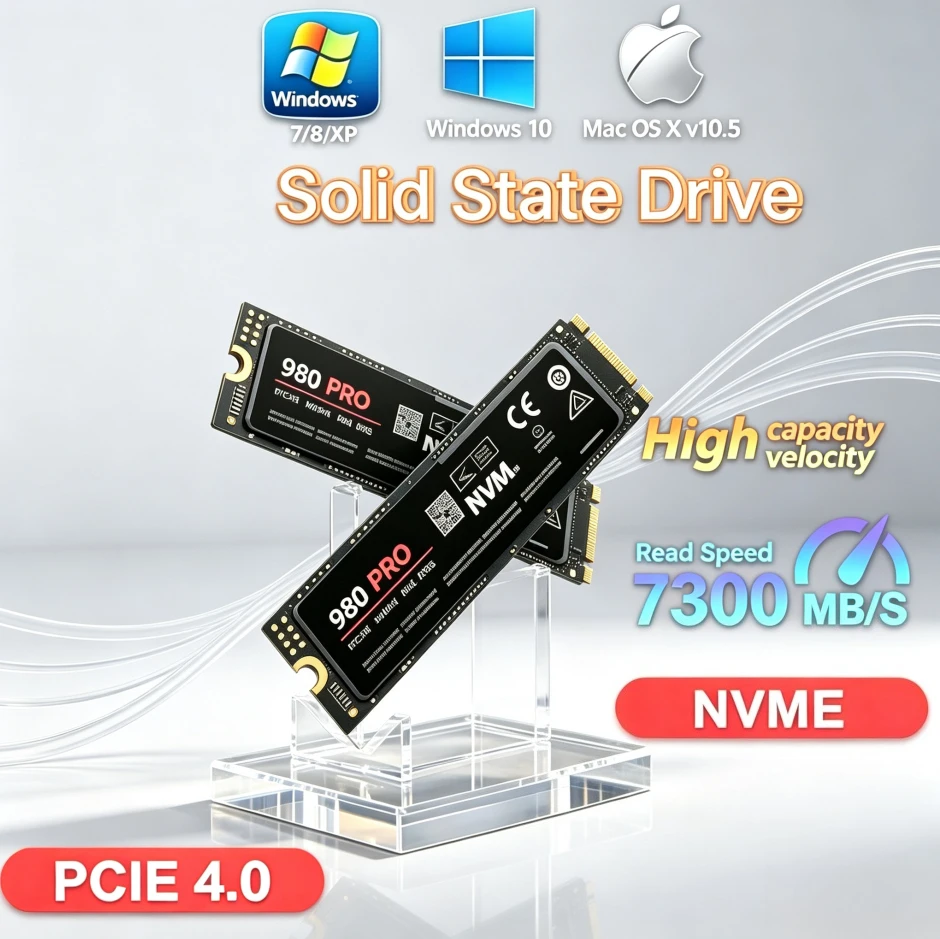 SSD Interno Original 980Pro 990Pro 1TB M.2 PCIe 4.0 NVMe com Velocidade Máxima de Transferência de 7400MB/s para Laptop e PC Gamer