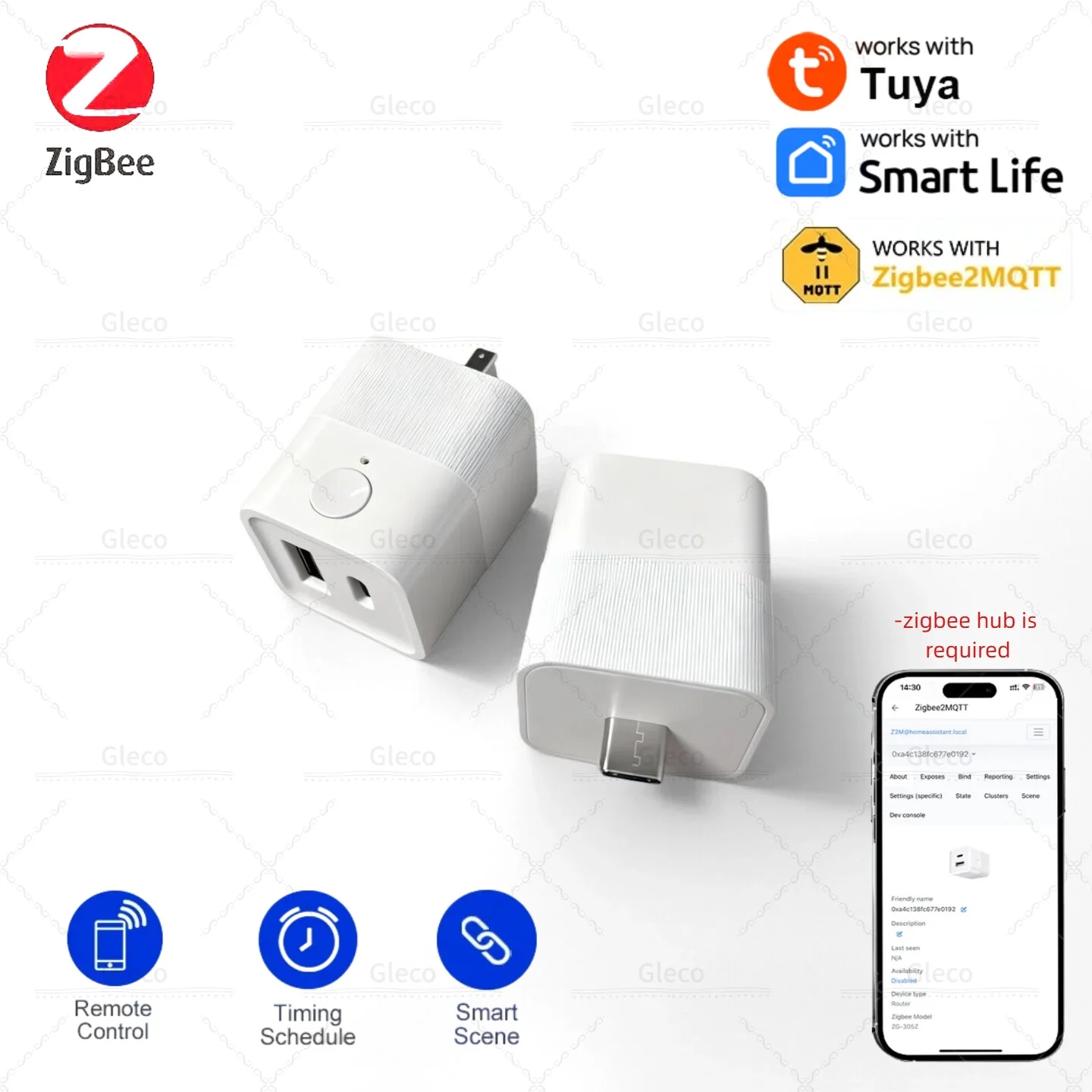 Zigbee micro usb tipo-c adaptador interruptor 2gang 5v mini adaptador de alimentação usb plugue de carga para vida inteligente tuya cena de automação residencial z2m