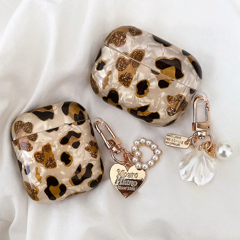 Pérola casos de fone de ouvido para airpods pro 2 leopardo pingente fone de ouvido capa protetora para apple airpod 3 pro 2 1 3a geração caso Pérola casos de fone de ouvido para airpods pro 2 leopardo pingente fone de ouvido capa protetora para apple airpod 3 pro 2 1 3a geração caso