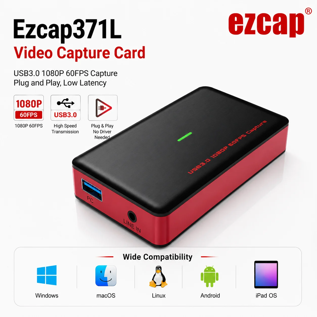 Ezcap371L Placa de Captura HDMI 4K USB3.0, Gravador de Vídeo 1080P120 para PS5, Xbox, Switch, OBS, Streaming ao Vivo, Laptop e PC Ezcap371L Placa de Captura HDMI 4K USB3.0, Gravador de Vídeo 1080P120 para PS5, Xbox, Switch, OBS, Streaming ao Vivo, Laptop e PC