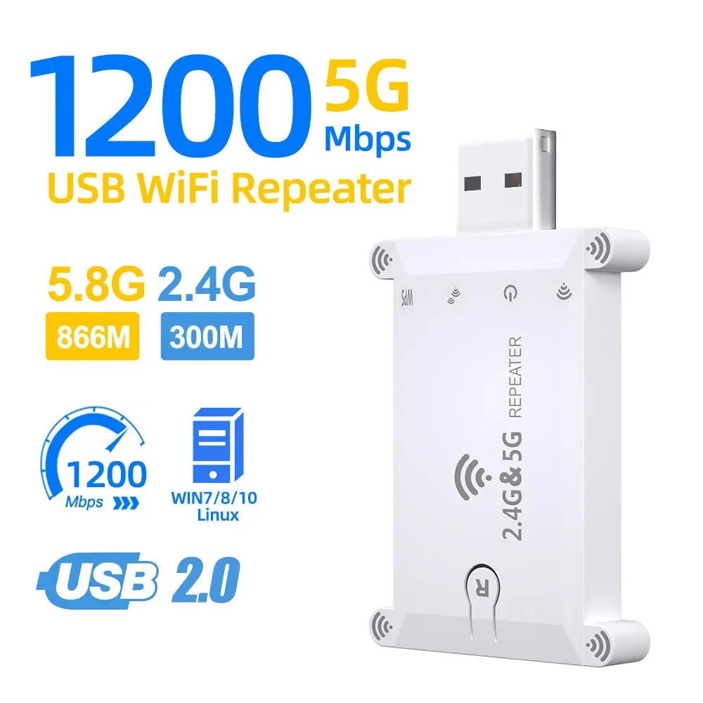 WiFi FIY 2.4g/5g Usb Wifi Repetidor Dual Band 1200M Amplificador de sinal sem fio Wifi Extender Booster Fonte de alimentação USB WiFi FIY 2.4g/5g Usb Wifi Repetidor Dual Band 1200M Amplificador de sinal sem fio Wifi Extender Booster Fonte de alimentação USB