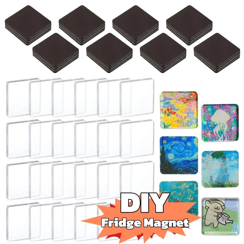 Conjunto de 5-10 Ímãs de Geladeira DIY em Acrílico, Adesivos Decorativos Quadrados Criativos, Ímãs em Branco para Uso em Festivais e Presentes Artesanais Conjunto de 5-10 Ímãs de Geladeira DIY em Acrílico, Adesivos Decorativos Quadrados Criativos, Ímãs em Branco para Uso em Festivais e Presentes Artesanais