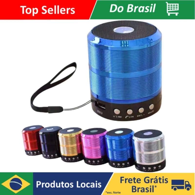 Mini Caixa Caixinha Som Bluetooth Portátil Com Usb Mp3 P2 Sd Rádio Fm Colorida