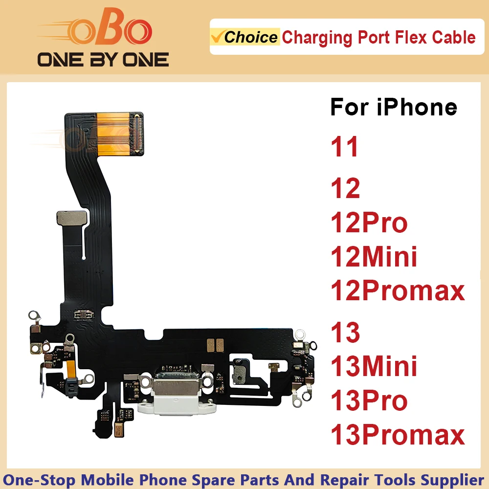 Cabo flexível de porta de carregamento para iPhone 11 12 13 Pro Max Mini Preto Branco Carregador USB Dock Connector com reparo de microfone (1 unidade)