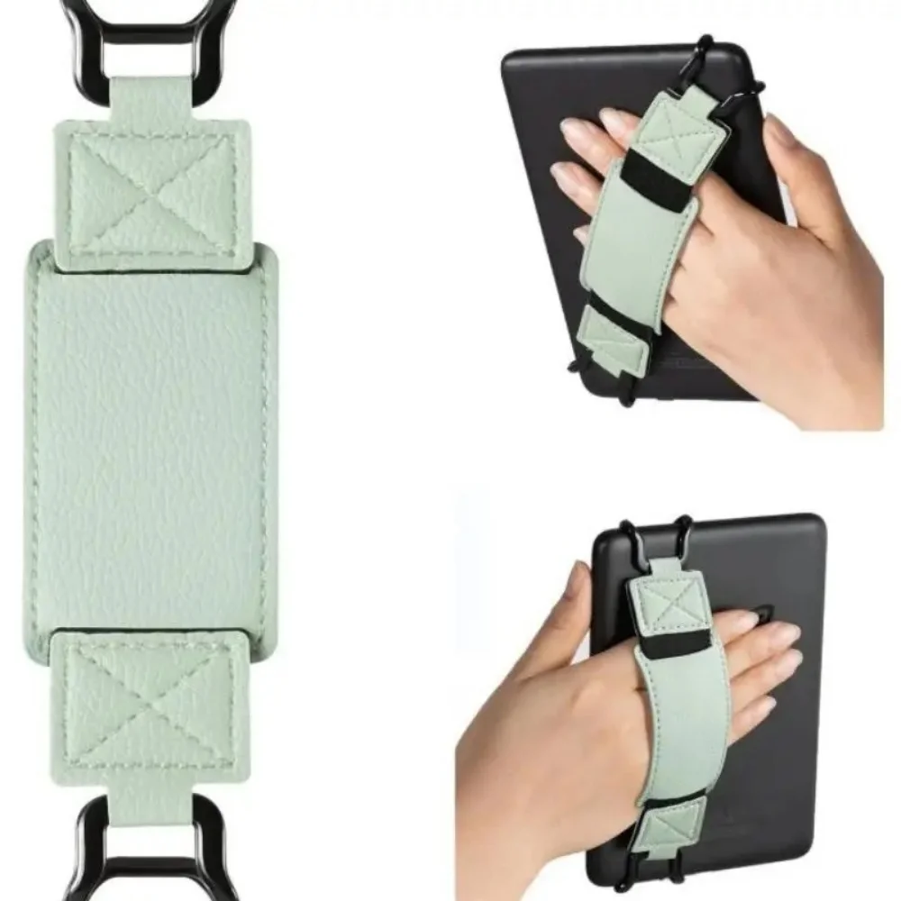 Suporte universal de couro para leitor de e-book, alça de mão, manga antiderrapante, cinto elástico para leitor de e-book de 6 a 7 polegadas, tablet para Kindle Kobo