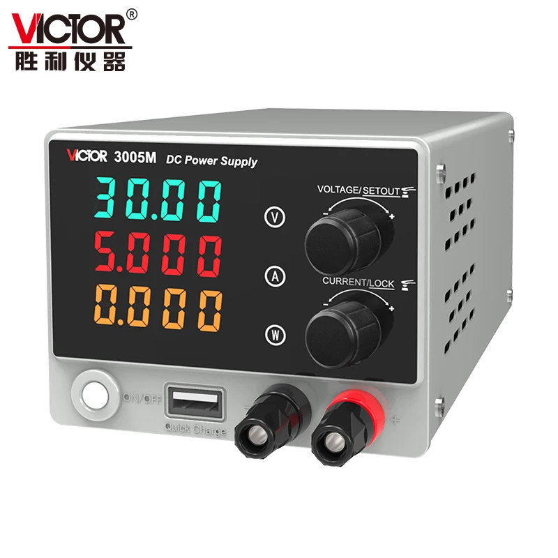 Fonte de Alimentação DC VICTOR 3005M para Laboratório, 30V 5A, Regulador de Tensão Ajustável, Fonte de Alimentação de Bancada com Corrente Predefinida ON/OFF