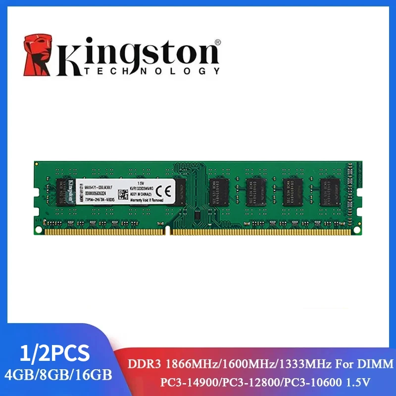 1/2PCS Kingston RAM DDR3 Memoria 8GB 4GB 1333 1600MHz 1866MHz PC3-10600 PC3-12800 PC3-14900 para módulo de memória de computador desktop
